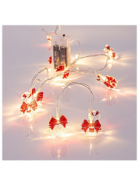 Σειρα, 10 led 5mm, με 5 Ακρυλικες Καμπανες 4cm και 5 Ζαχαρωτα 3,9cm, Μπαταριας 2xaa, Διαφανο pvc Καλωδιο, Θερμο Λευκο Led, ana 10cm, Προεκταση Παροχης 50cm, Ip20