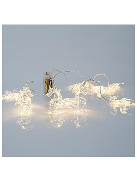 Σειρα, 10 led 5mm, με Ακρυλικα Ταρανδακια, Μπαταριας 2xaa, Διαφανο pvc Καλωδιο, Θερμο Λευκο Led, ana 15cm, Προεκταση Παροχης 50cm, Ip20