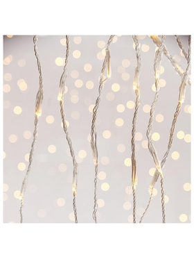 Κουρτινα, 240 led 3mm, 31v Μετασχηματιστη, Προγραμμα Snowfall & Μνημη, Διαφανo pvc Καλωδιο, Θερμο Λευκο led (H100 x W200cm, 20 Σειρες x 12 Led, Προεκταση Παροχης 3m, Ip44