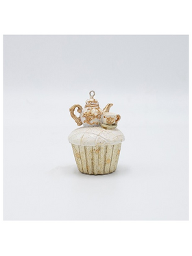 Στολιδι Πολυρεζιν, Cupcake με Τσαγιερα, Σαμπανι, 5x7cm