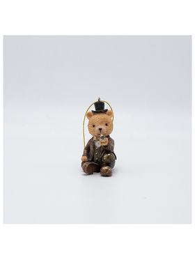 Στολιδι Πολυρεζιν, Αρκουδακι Καθιστο Vintage με Πιπα, 4.5x9.5cm