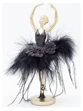 Μπαλαρινα Πολυρεζιν, Πιρουετα, με Μαυρο Φορεμα, 14x13x21.7cm