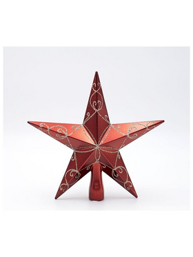 Πλαστικη Κορυφη, Kokkinh, με Χρυσο Glitter, 20cm