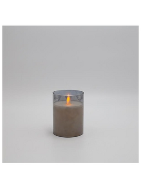 Κερι Μπαταριας, με Γυαλι, Ανθρακι, με Χρονοδιακοπτη, 7,5x10cm