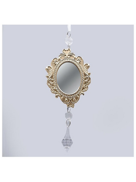 Στολιδι Κρεμαστο, Vintage  Καθρεφτης, Σαμπανι, με Κρυσταλλακι, 20x7.5cm