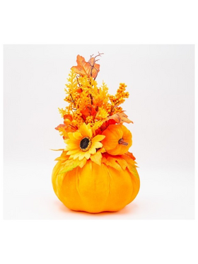 Φθινοπωρινο Διακοσμητικο με Ηλιoτροπιο και Φυλλο Σφενδαμου, 37cm