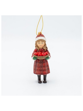 Στολιδι Πολυρεζιν, Κοριτσακι με Μηλα, Πρασινο, 5.5x12cm