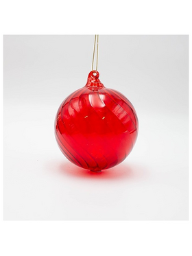 Γυαλινη Μπαλα, Κοκκινη Διαφανη, σετ 2τμχ, 12cm