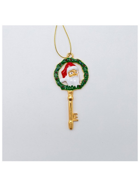Στολιδι Κλειδι με αη Βασιλη, Χρυσο, 9x4cm
