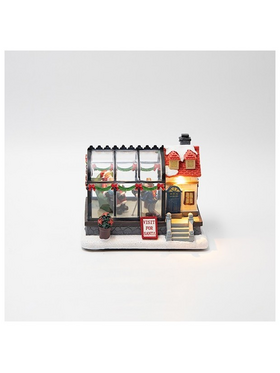 Χριστουγεννιατικη Παρασταση σε Θερμοκηπιο, Φωτιζομενο, Μπαταριας, 15x11x12cm