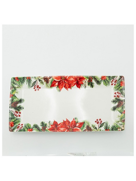 Μακροστενη Πιατελα με Κοκκινο Αλεξανδρινο, 33cm