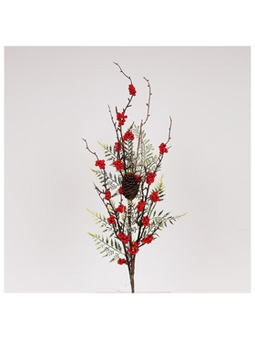 Κλαδι με Φυλλο Κυπαρισσι και Berry, 72cm