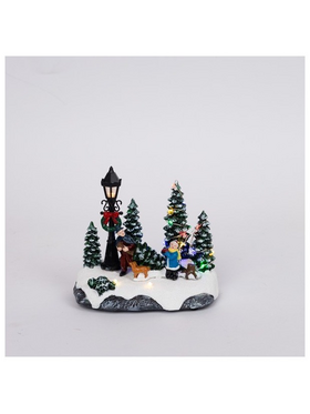 Χριστουγεννιατικη Παρασταση με Παιδακια, Δεντρακι και Σκυλακι, Μπαταριας, 16x9.5x14cm