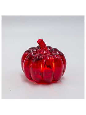 Φωτιζομενη Κοκκινη Ακρυλικη Κολοκυθα, Μπαταριας 3xlr44, Θερμο Λευκο Led, 8x8x7, Ip20