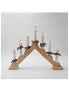 Ξυλινο Κηροπηγιο, Γεφυρα, Γηινο Καφε, με Μετασχηματιστη, 40x4.8x33.8cm