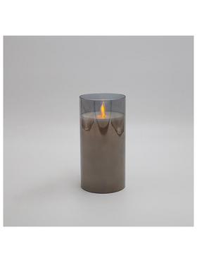 Κερι Μπαταριας, με Γυαλι, Ανθρακι, με Χρονοδιακοπτη, 7,5x15cm