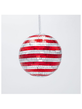 Γυαλινη Μπαλα, Ντισκο, Κοκκινη Ασημι, 12cm