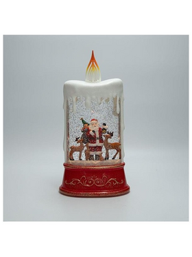 Επιτραπεζιο Διακοσμητικο σε Σχημα Κεριου, με Αγιο Βασιλη, με Νερο στο Εσωτερικο, Φωτιζομενο, Μπαταριας, Timer, 15.5x9.5x30cm