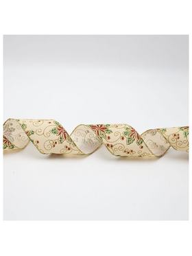 Κορδελα Μπεζ Βελουδο με Κοκκινο Αλεξανδρινο, 914x6.3cm