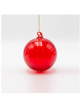 Γυαλινη Μπαλα, Κοκκινη Διαφανη, σετ 4τμχ, 8cm