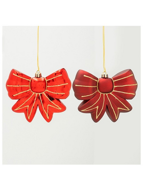 Πλαστικο Στολιδι, Φιογκος, Κοκκινο, σετ 2τμχ, 11cm