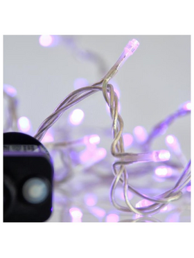 Σειρα, 240 led 3mm, 31v Μετασχηματιστη, 8 Προγραμματα & Μνημη, Διαφανο pvc Καλωδιο, μωβ Led, ανα 5cm, Προεκταση Παροχης 3m, Ιρ44