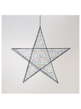 Αστερι Φωτιζομενο 78cm, 240 Led, 4,5v Μετασχηματιστη, Timer, Μαυρος Μεταλλικος Σκελετος, Μαυρο Χαλκινο Καλωδιο, Οπαλ(κιτρινο/μπλε/πρασινο/μωβ) Led, Προεκταση Παροχης 5m, Ip44