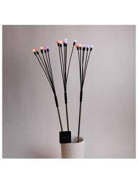 Σειρα, 3 σετ Λευκες Μπαλιτσες 70cm, Φ1,7cm, 6 Κλαδια το Κάθε Σετ, Ηλιακο Συλλεκτη με Αισθητηρα Φωτος, 18 Πολυχρωμα Led, ανα 50cm, Προεκταση Παροχης 1m, Ip44