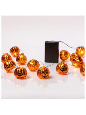 Σειρα, 20 Mini Led, Πορτοκαλι Κολοκυθες Halloween, Μπαταριας 3xaa, Χρονοδιακοπτη, Μαυρο Χαλκινο Καλωδιο, Θερμο Λευκο Led, ανα 10cm, Προεκταση Παροχης 30cm, Ip20