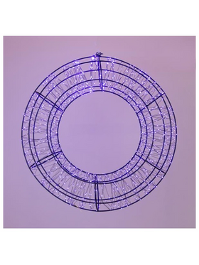 Στεφανι 38cm, 720 Led, 12v Μετασχηματιστη, Timer, Μαυρος Μεταλλικος Σκελετος, Μαυρο Χαλκινο Καλωδιο, μωβ Led, Προεκταση Παροχης 5m, Ip44