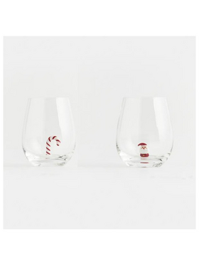 Γυαλινο Ποτηρι, με Γλειφιτζουρι και Χιονανθρωπο στο Εσωτερικο, σετ 2 Τμχ,