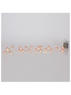 Σειρα, 20 Mini Led, Χιονανθρωπος, Μπαταριας 3xaa, Χρονοδιακοπτη, Ασημι Χαλκινο Καλωδιο, Θερμο Λευκο Led, ανα 10cm, Προεκταση Παροχης 30cm, Ip20