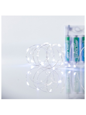 Σειρα, 20 Mini Led, Μπαταριας 2χαα, Timer, Ασημι Χαλκινο Καλωδιο, Λευκο Led, ανα 10cm, Προεκταση Παροχης 10cm, Ip20, Display box (24τμχ)