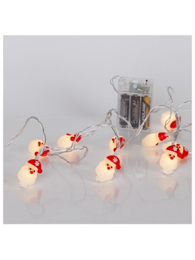 Σειρα, 10 led 5mm, Αγιος Βασιλης, Μπαταριας 3xaa, Χρονοδιακοπτη, Διαφανο pvc Καλωδιο, Θερμο Λευκο Led, ανα 15cm, Προεκταση Παροχης 30cm, Ip20