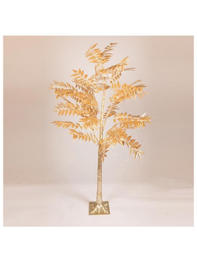 Χρυσο Δεντρο με Πλατυ Φυλλο 1,5m, 4,5v Μετασχηματιστη, 110 Θερμα Λευκα Mini Led, Προεκταση Παροχης 3m, Ip44
