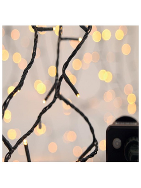 Σειρα, 900 led 3mm, 31v Μετασχηματιστη, 8 Προγραμματα & Μνημη, Πρασινο pvc Καλωδιο, Θερμο Λευκο Led, ανα 5cm, Προεκταση Παροχης 3m, Ιρ44