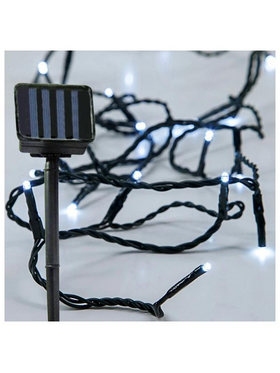 Σειρα, 96 led 5mm, Hλιακο Συλλεκτη με Αισθητηρα Φωτος, Πρασινο pvc Καλωδιο, Λευκο Led, ανα 10cm, Προεκταση Παροχης 1m, Ip44