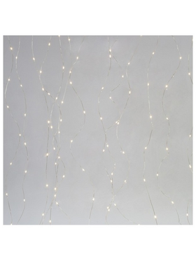 Κουρτινα, 400 Mini Led, Μετασχηματιστη, Ασημι Χαλκινο Καλωδιο, Θερμο Λευκο Led, (H200 x W190cm, 16 Lines x 25 Led), Προεκταση Παροχης 5m, Ip44
