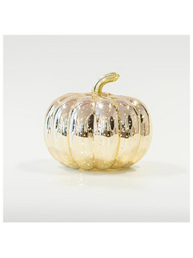 Γυαλινη Κολοκυθα Φωτιζομενη, Χρυση, 17cm