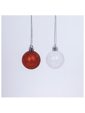 Μπαλα Πλαστικη, Λευκη με Γκλιτερ, σετ 6τμχ, 4cm (Top 120)