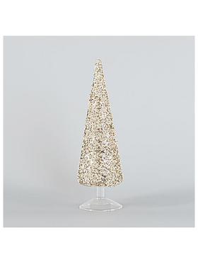 Γυαλινο Δεντρακι, Σαμπανι με Glitter, 9x29cm