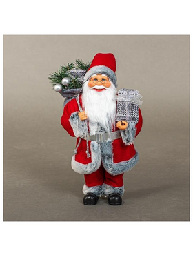 Αγιος Βασιλης Κοκκινος, με Γκρι Γουνακι, 50cm