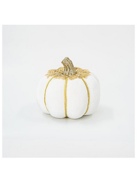 Βελουδινη Κολοκυθα, Λευκη, με Χρυσο Γκλιτερ, 20cm