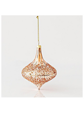 Γυαλινο Στολιδι, Κρεμμυδι, Rose Gold Αναγλυφο, σετ 4τμχ, 10x11,5cm