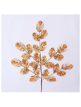 Κλαδι Χαλκινο, με Glitter και Πουλιες, 75cm