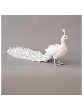 Παγωνι Λευκο, με Glitter και Πουπουλα, 80cm