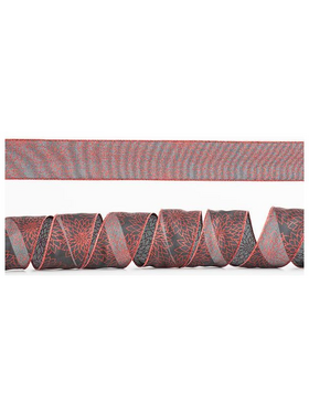 Κορδελα Μαυρη, με Κοκκινα Glitter Λουλουδια, 6,35cm, 10y