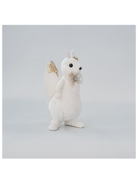 Βελουδινος Σκιουρος, με Φιογκο, Ασπρος, 15x14x27cm