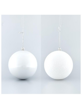 Μπαλα Πλαστικη, Λευκη, σετ 6τμχ, (2 Περλε, 4 Glitter), 10cm