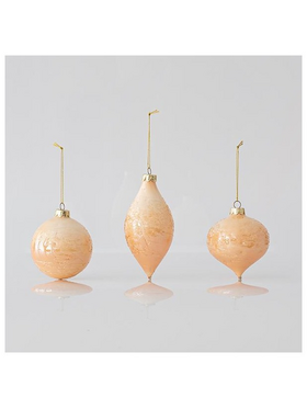 Γυαλινο Στολιδι, Βερικοκι, σε 3 Σχηματα, σετ 4τμχ, 8 και 13cm